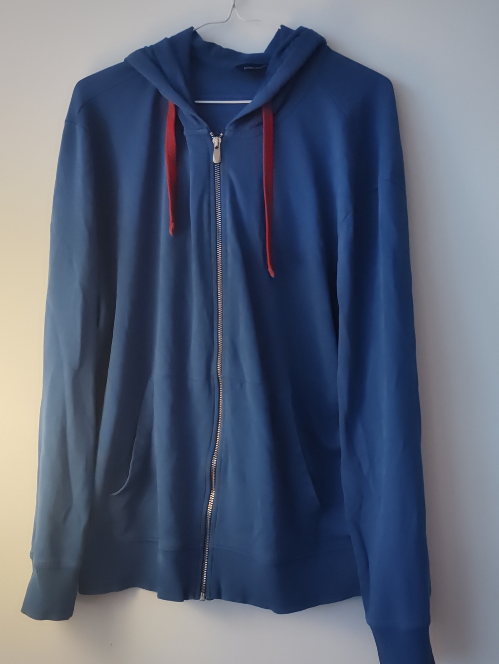 Banana Republic Blue Zip-Up Hoodie with Red Drawcords